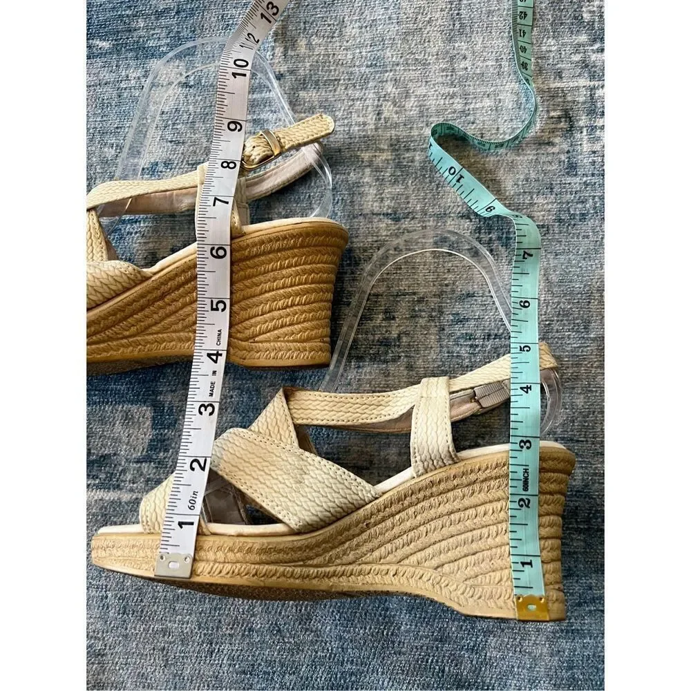 Ceres Collection Beige Strappy Wedge Sandals Size Approx 7